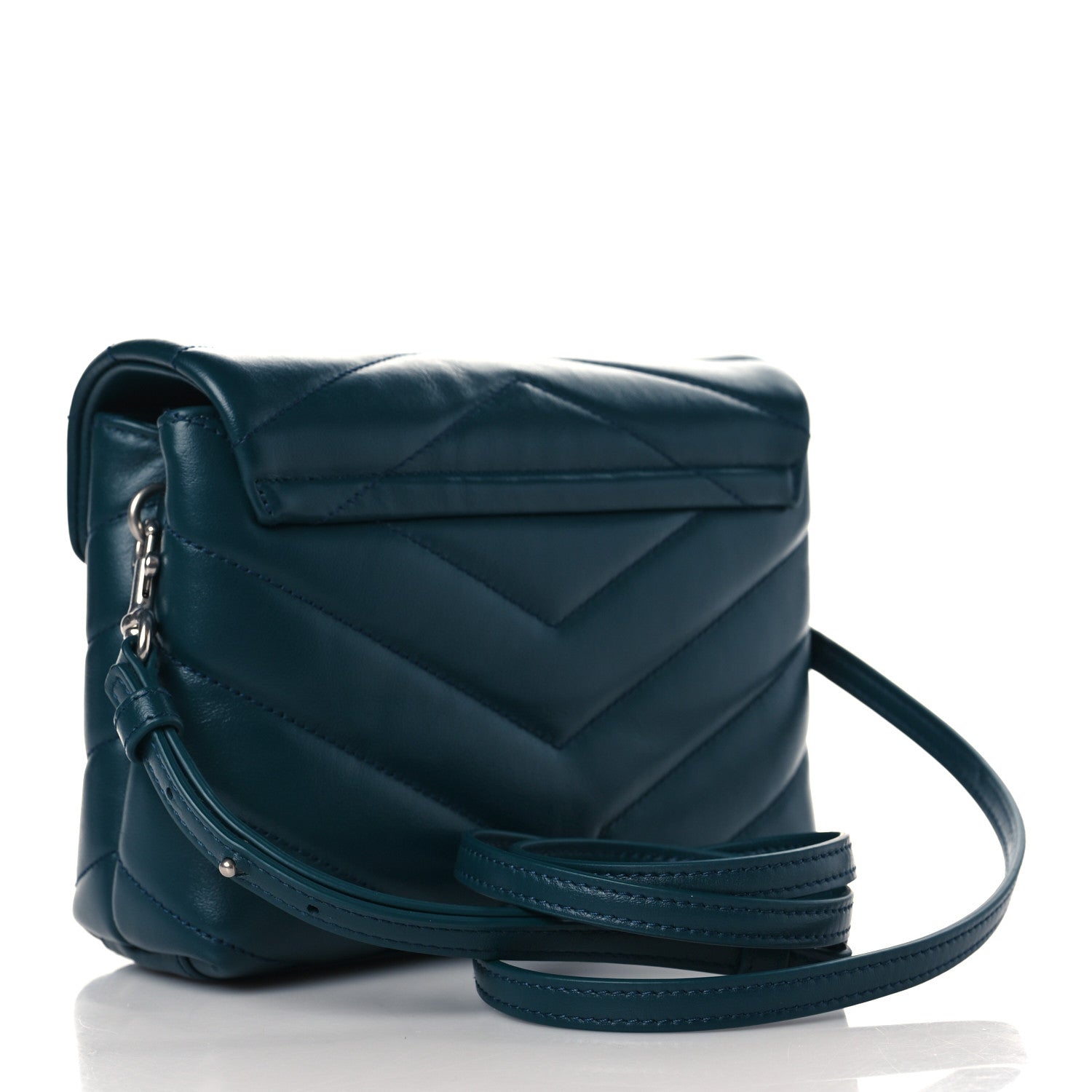 Saint Laurent Calfskin Y Quilted Monogram Toy Loulou Satchel Dark Turquoise 3 of 10