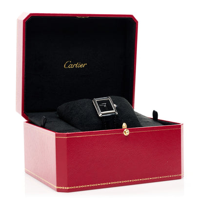 Cartier Stainless Steel Alligator 22mm Must de Cartier Tank Quartz Watch Black 5 of 5
