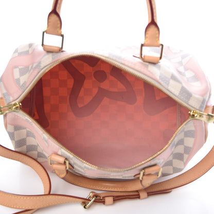 Louis Vuitton Damier Azur Tahitienne Speedy Bandouliere 30 Rose Ballerine 6 of 26