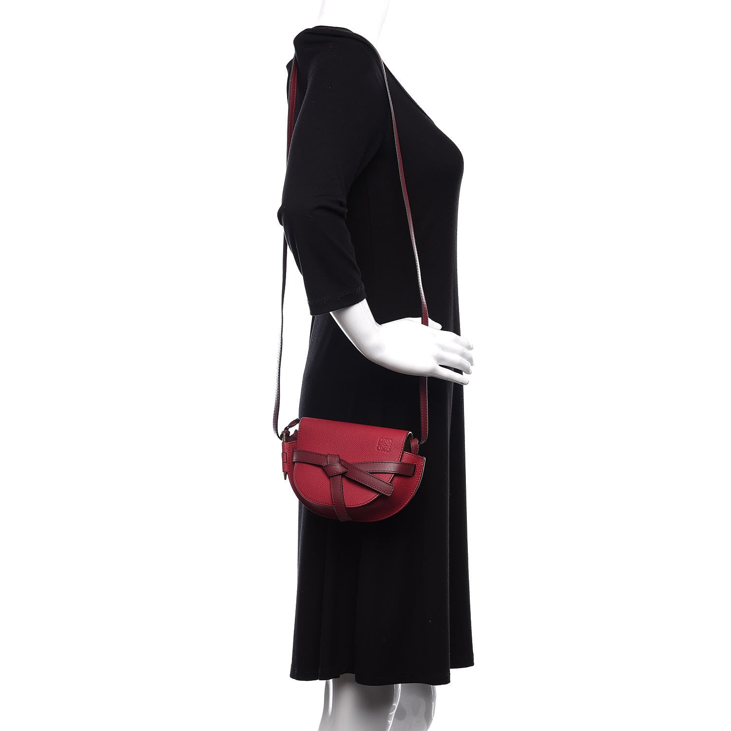 Loewe Grained Calfskin Mini Gate Crossbody Bag Raspberry Wine 2 of 9