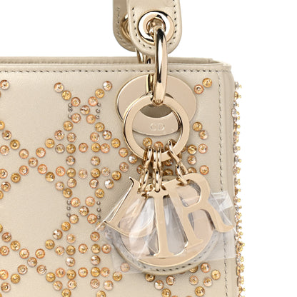 Christian Dior Metallic Lambskin Crystal Cannage Mini Lady Dior Platinum 8 of 11