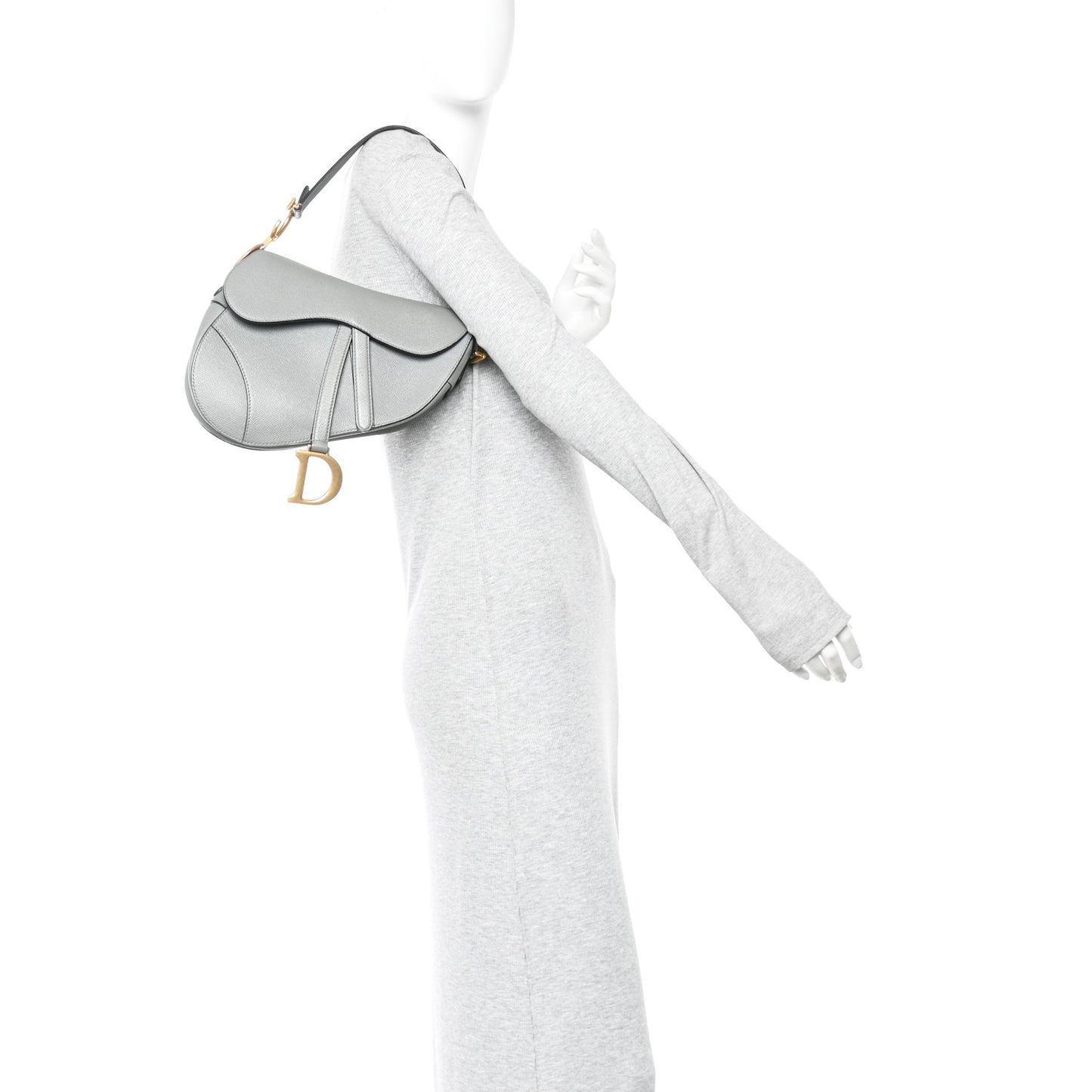 Grained Calfskin Saddle Bag Grey