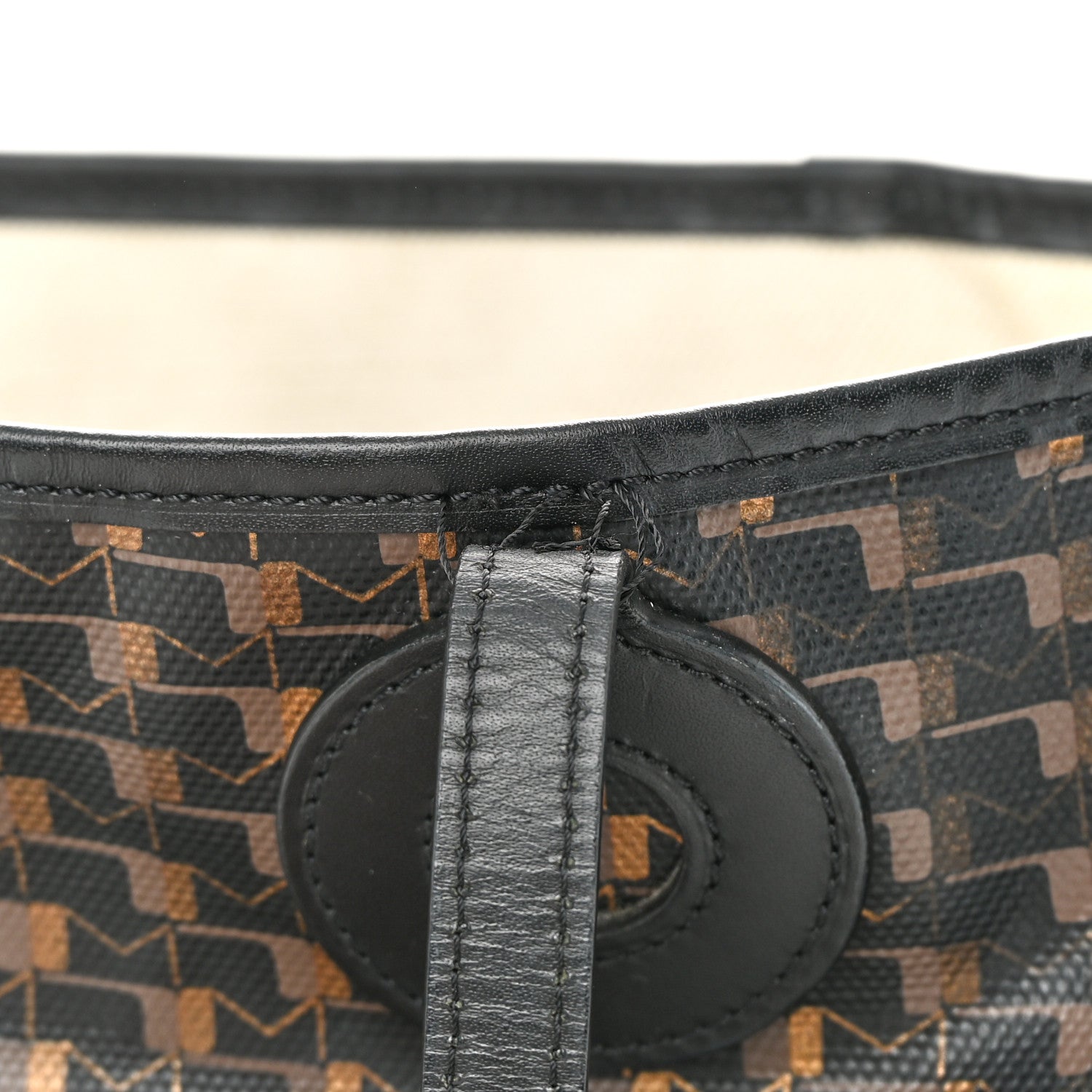 Moynat Grained Calfskin Canvas 1920 Oh! Tote Ruban MM Carbon Bronze 14 of 17