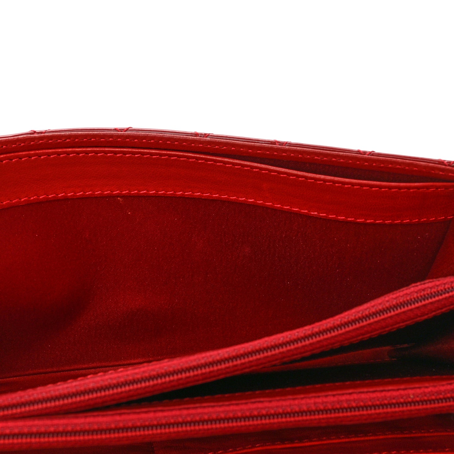 Patent Calfskin Quilted Brilliant East West Flap Clutch Red