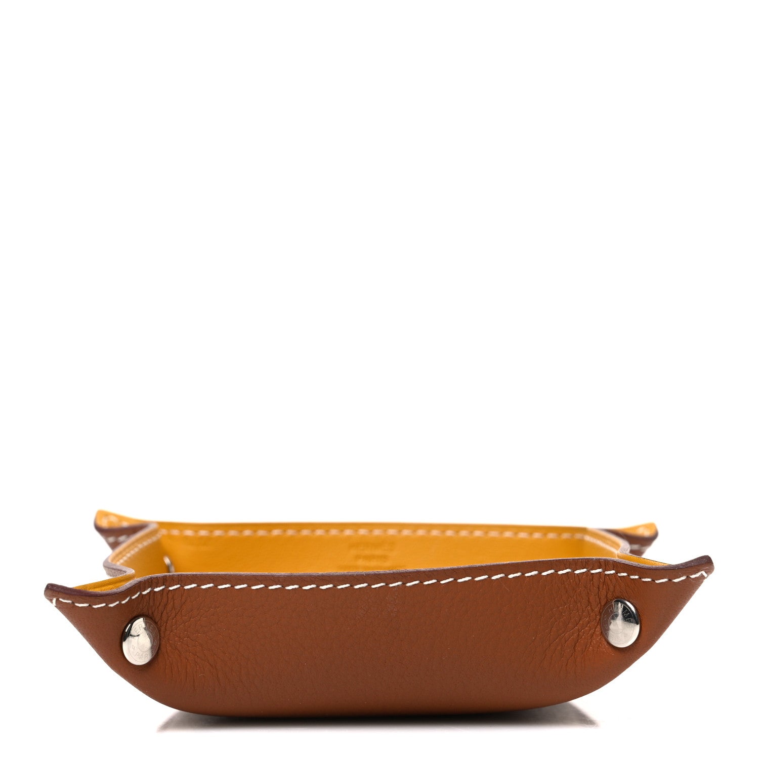 Hermes Taurillon Clemence Mini Mises et Relances Change Tray Jaune Ambre Fauve 4 of 6