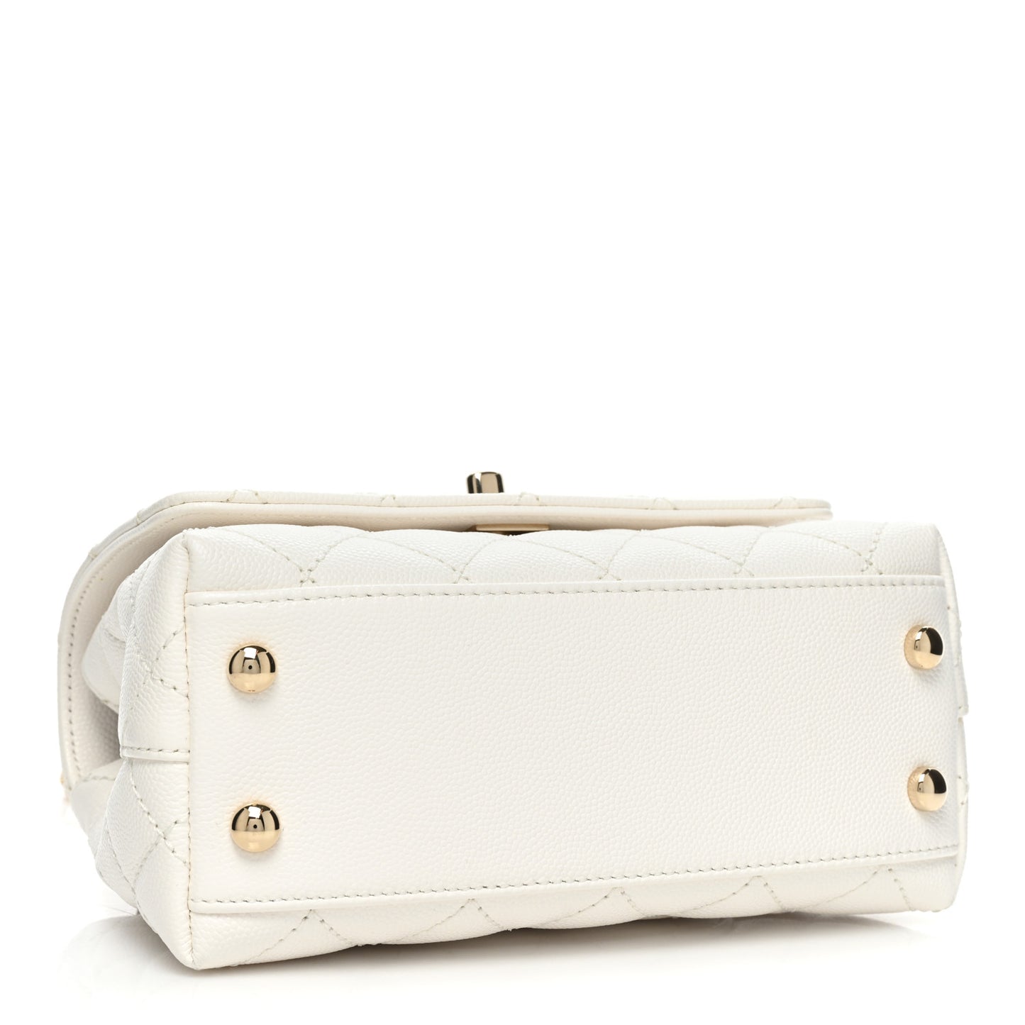 Caviar Quilted Extra Mini Coco Handle Flap White