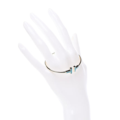 Tiffany 18K Yellow Gold Turquoise T Wire Bracelet 2 of 5
