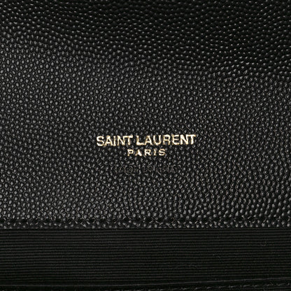 Saint Laurent Grain De Poudre Matelasse Chevron Monogram Envelope Clutch Black 6 of 9