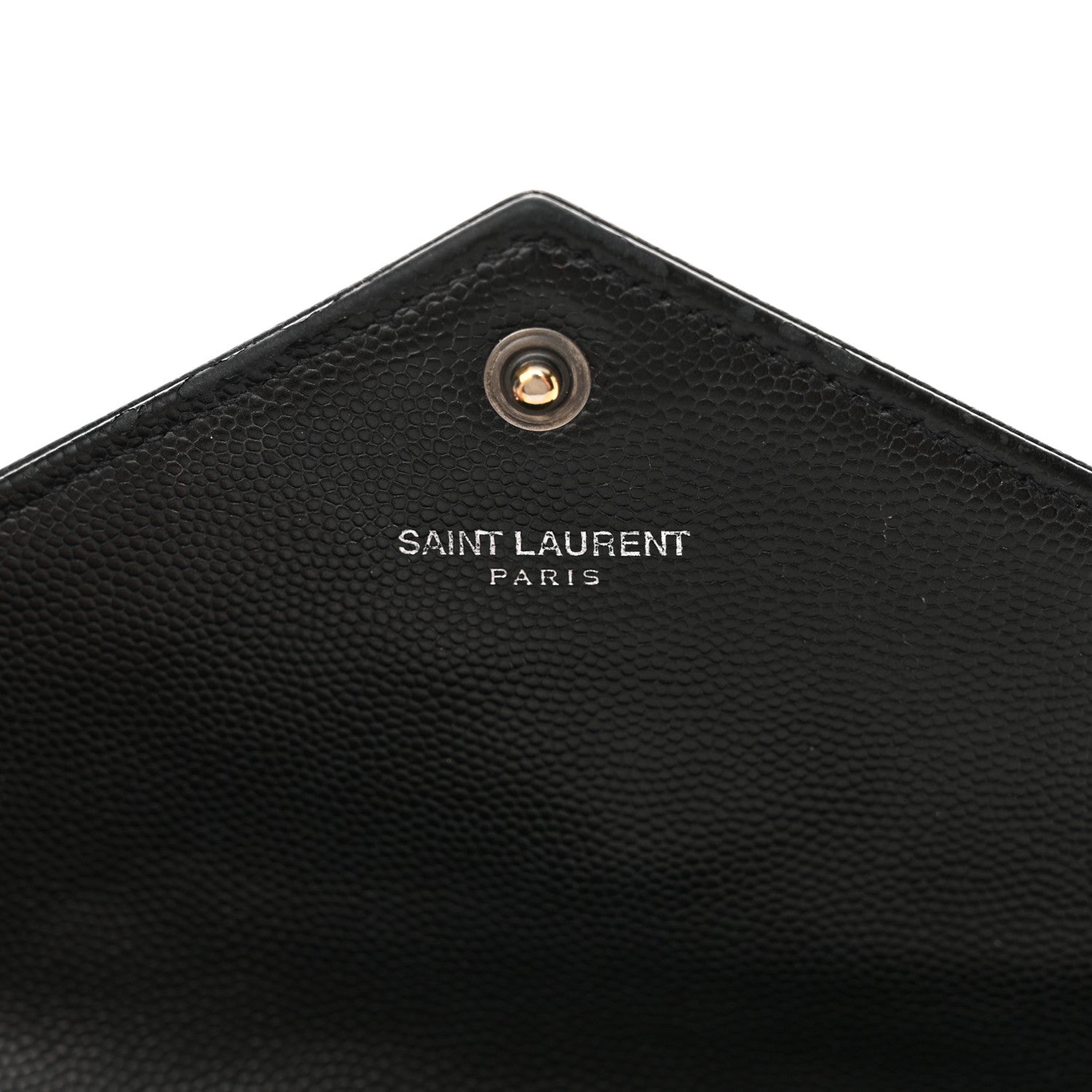 Saint Laurent Grain De Poudre Matelasse Chevron Monogram Monochrome Envelope Chain Wallet Black 6 of 18