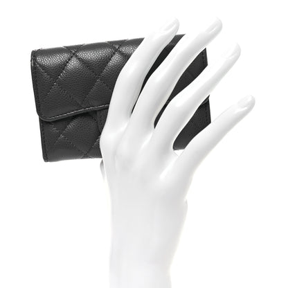 Chanel Caviar Quilted Flap Card Holder Wallet Dark Grey 2 of 9