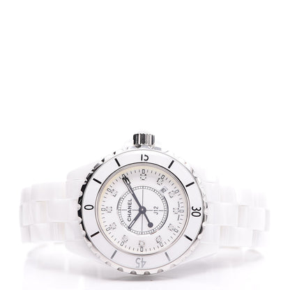 Chanel Stainless Steel Ceramic Diamond 33mm J12 Quartz Watch White 9 of 12