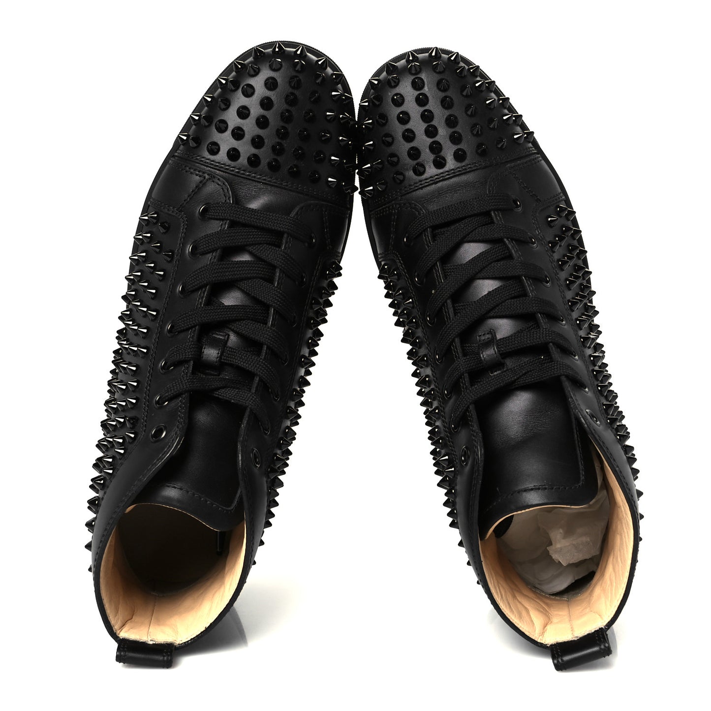 Calfskin Mens Louis Spikes Flat Sneakers 42.5 Black