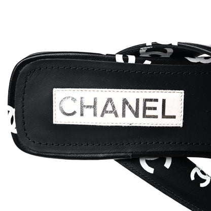 Chanel Lambskin Printed CC Thong Sandals 39 Black White 9 of 9