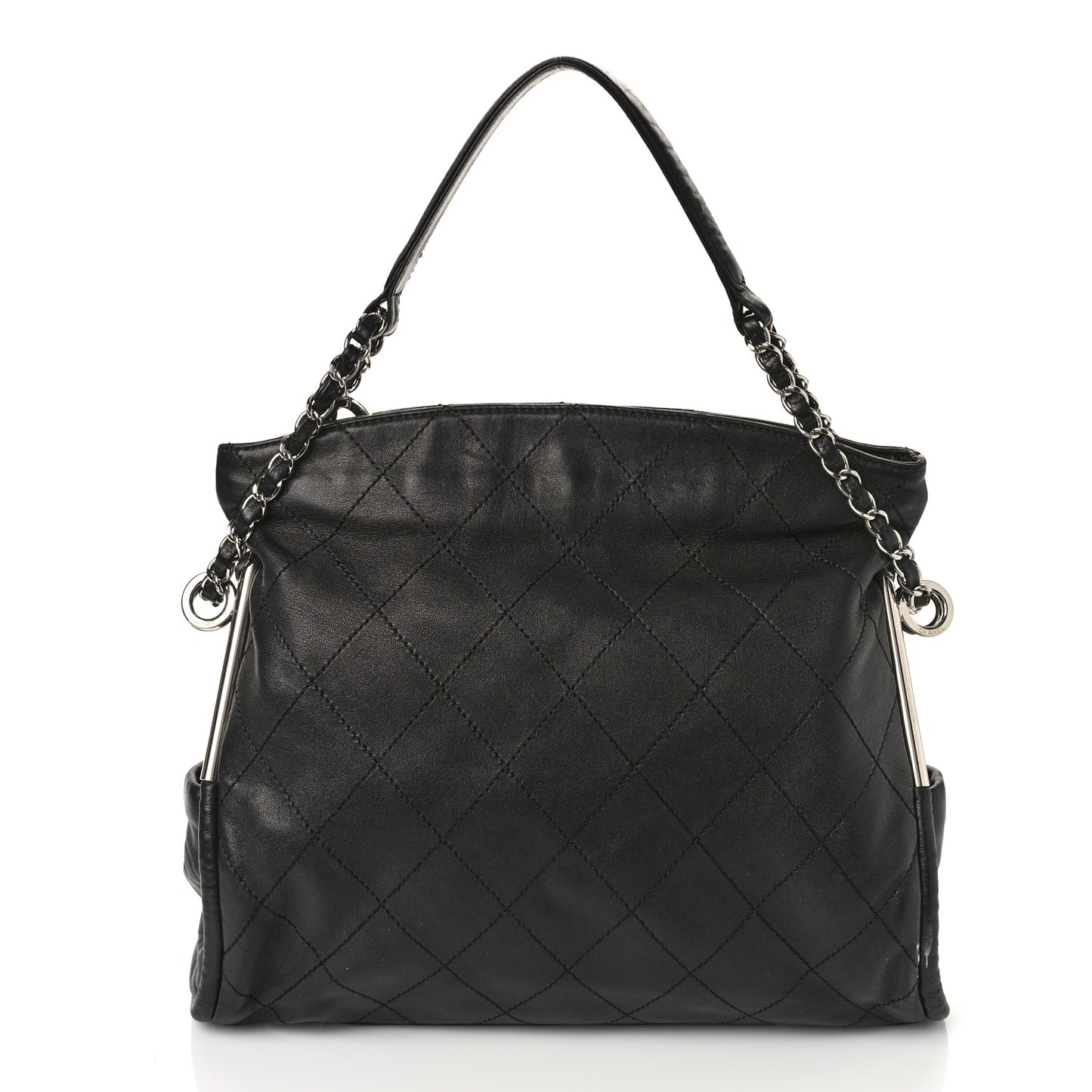 Lambskin Stitched Medium Ultimate Soft Tote Black