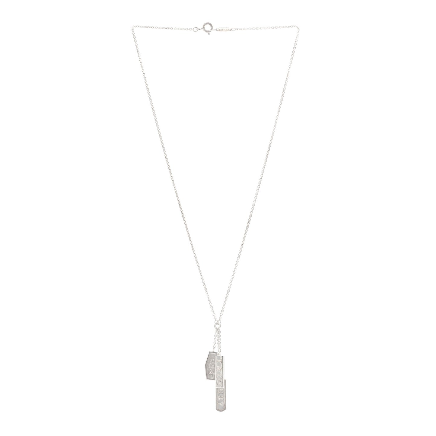 Sterling Silver 1837 Triple Tag Lariat Necklace