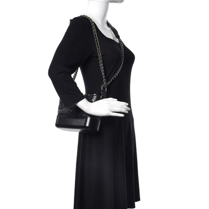 Chanel Aged Calfskin Quilted Small Gabrielle Hobo Black 2 of 9