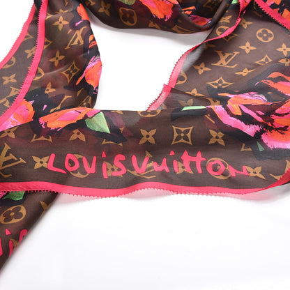 Louis Vuitton Silk Monogram Roses Scarf Marron 2 of 3