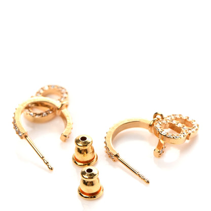 Christian Dior Crystal Clair D Lune Hoop Earrings Gold 3 of 3