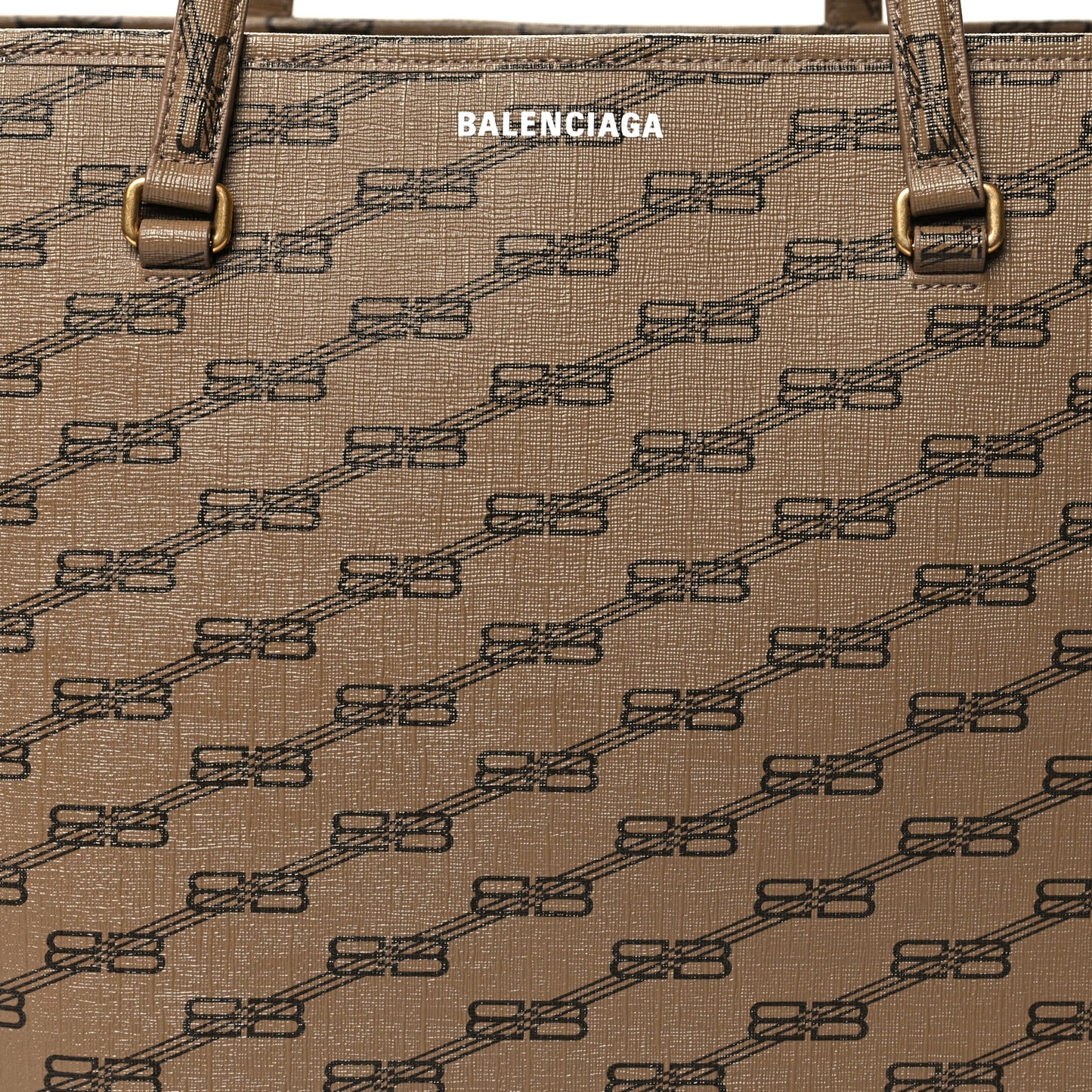 Coated Canvas BB Monogram Large Signature East West Shopper Bag Beige Brown