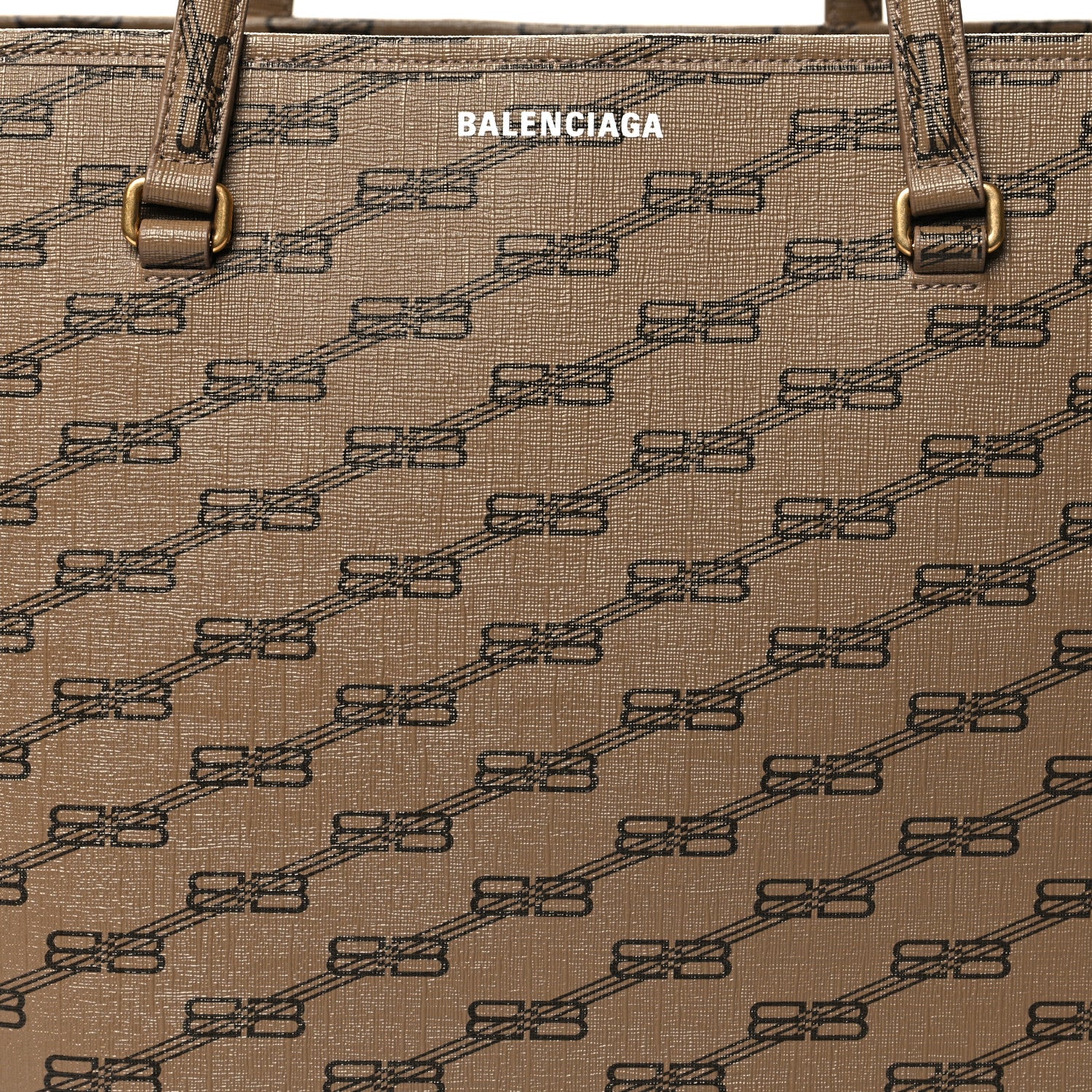 Balenciaga Coated Canvas BB Monogram Large Signature East West Shopper Bag Beige Brown 8 of 10