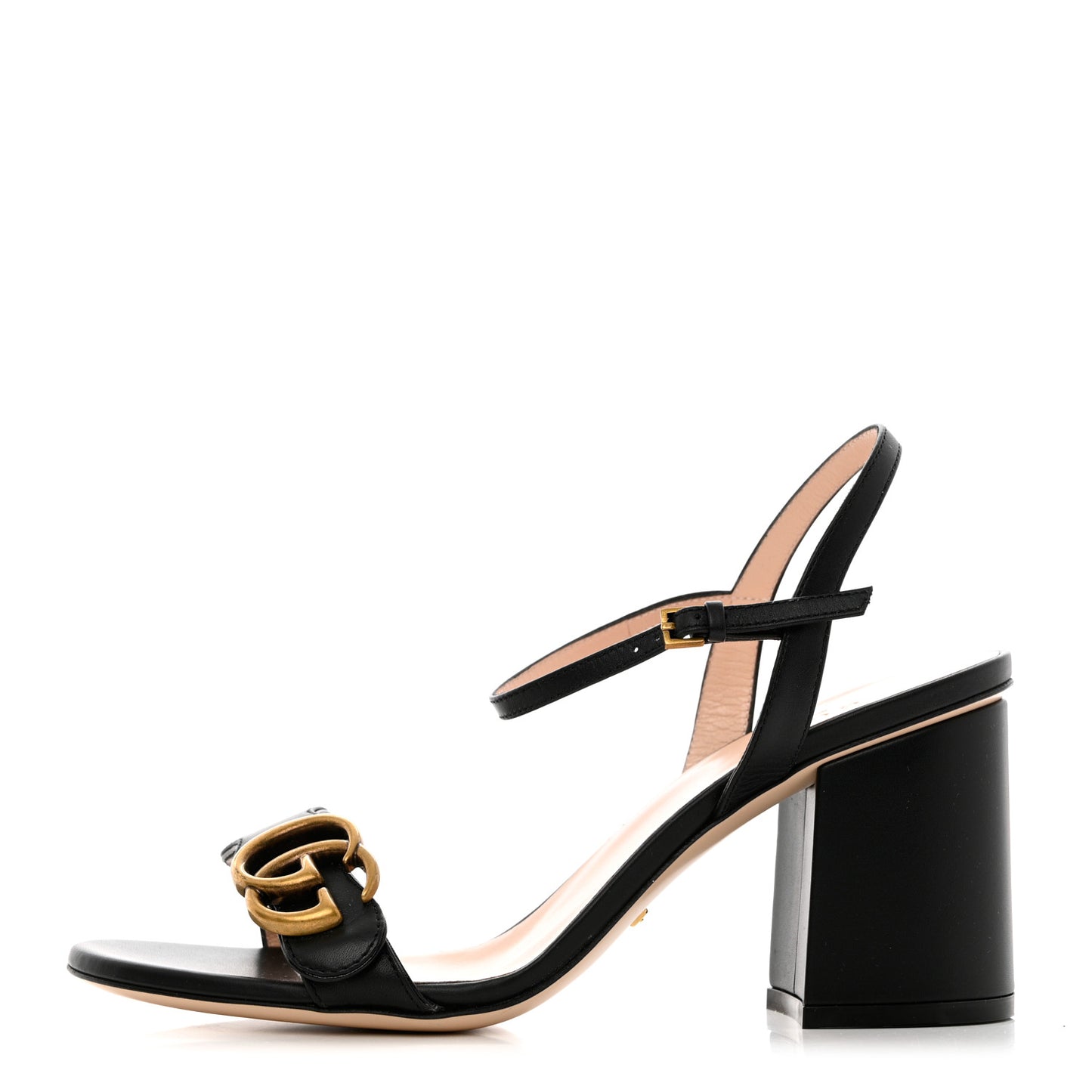 Lifford Calfskin GG Marmont Ankle Wrap 75mm Sandals 37 Black