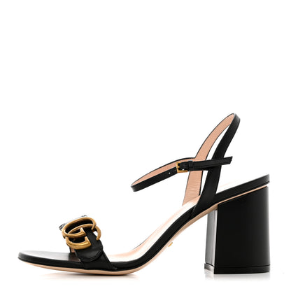 Gucci Lifford Calfskin GG Marmont Ankle Wrap 75mm Sandals 37 Black 1 of 9