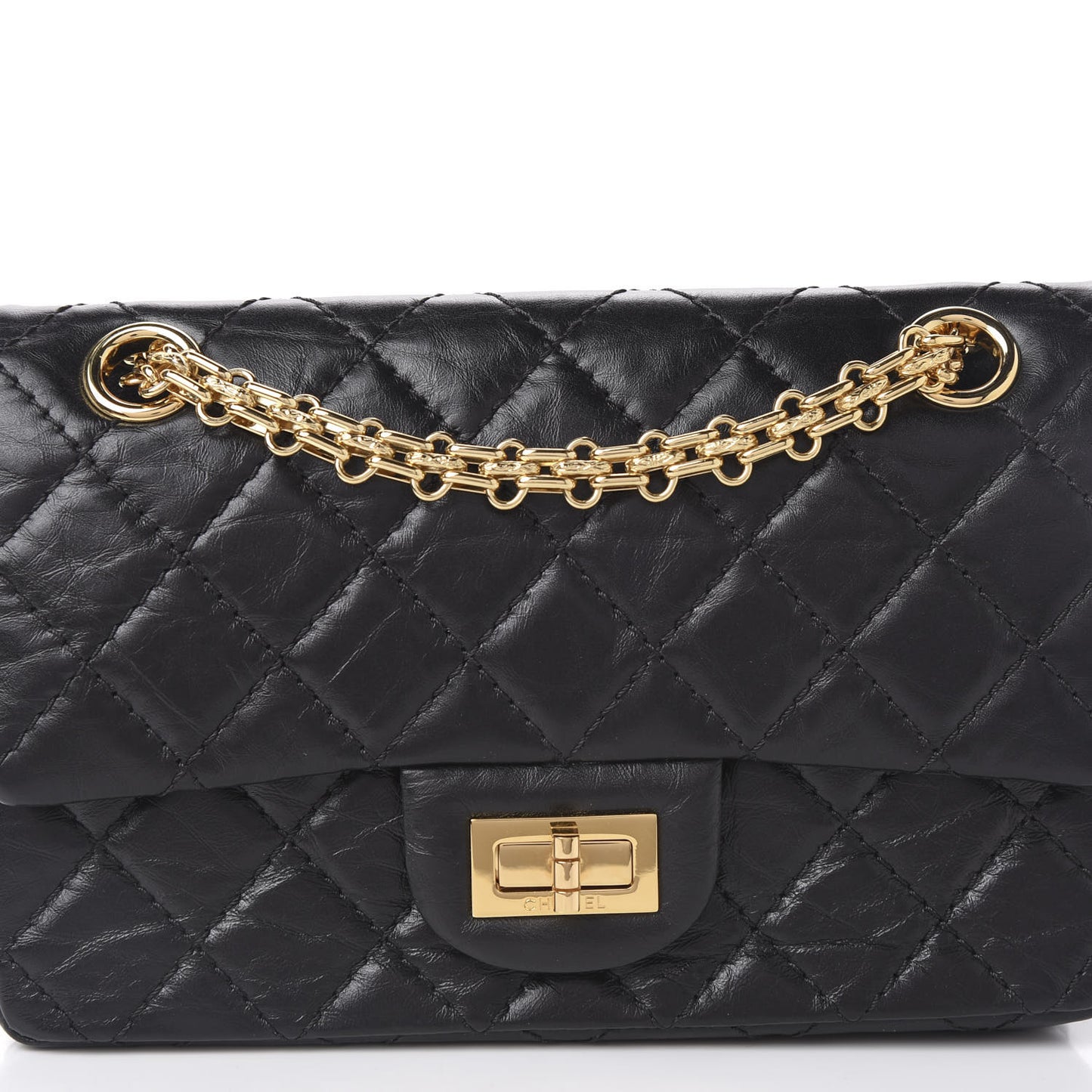 Aged Calfskin Quilted 2.55 Reissue Mini Flap Black
