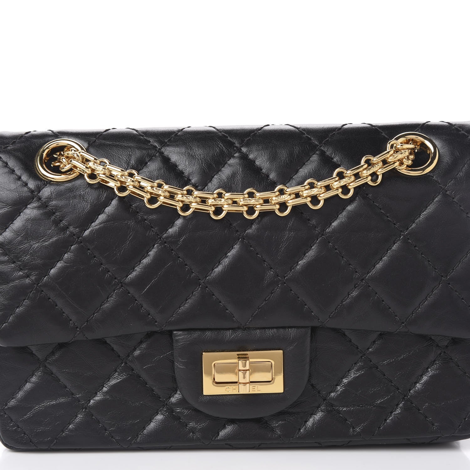 Chanel Aged Calfskin Quilted 2.55 Reissue Mini Flap Black 9 of 11