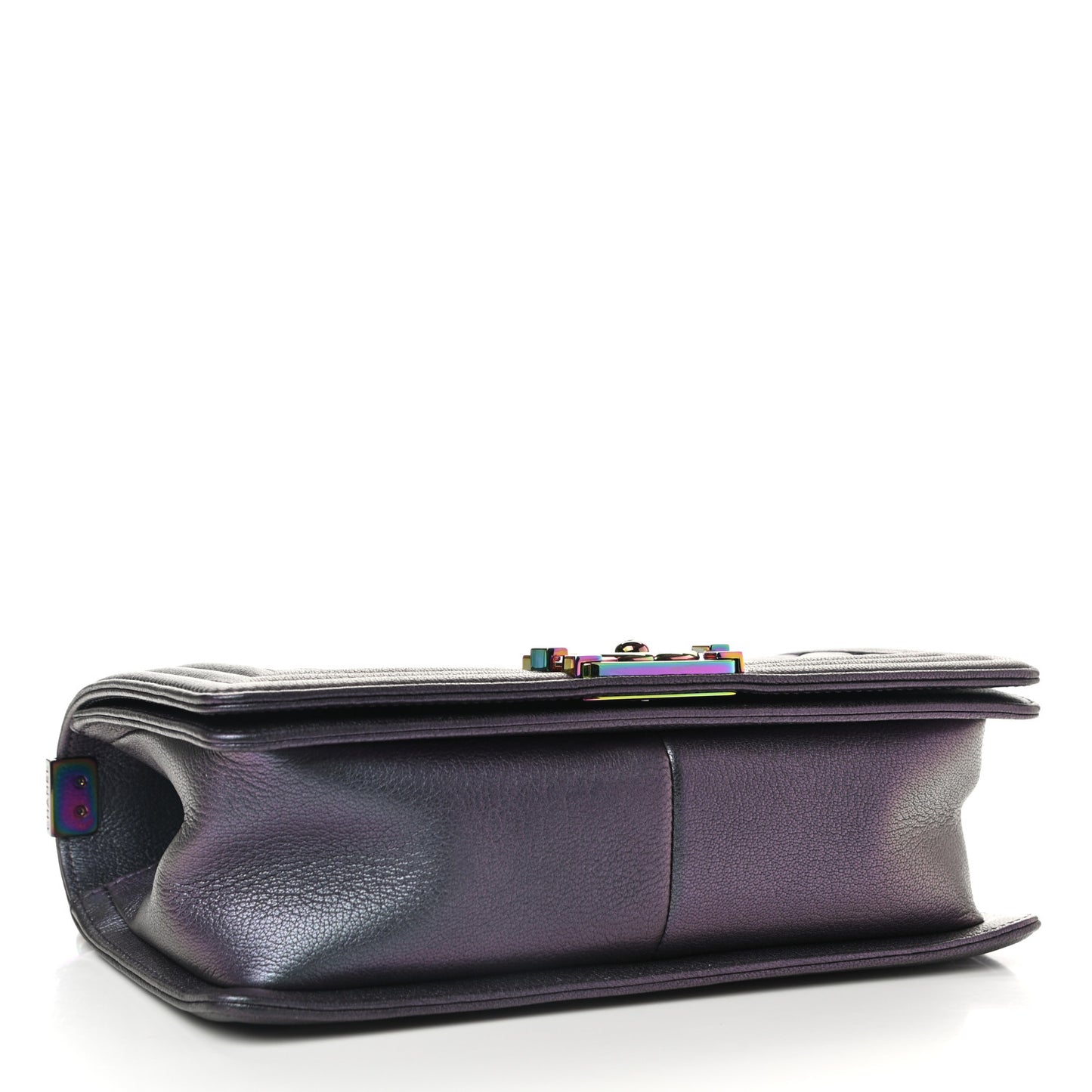 Iridescent Goatskin Quilted Medium Boy Flap Purple