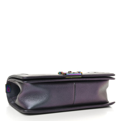 Chanel Iridescent Goatskin Quilted Medium Boy Flap Purple 4 of 11