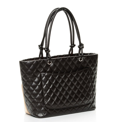 Chanel Calfskin Quilted Large Cambon Tote Brown Beige 3 of 7