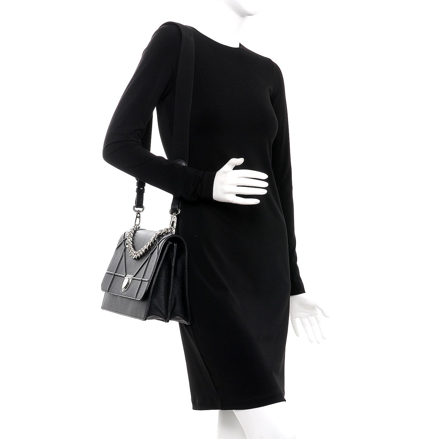 Grained Calfskin Diorama Satchel Black