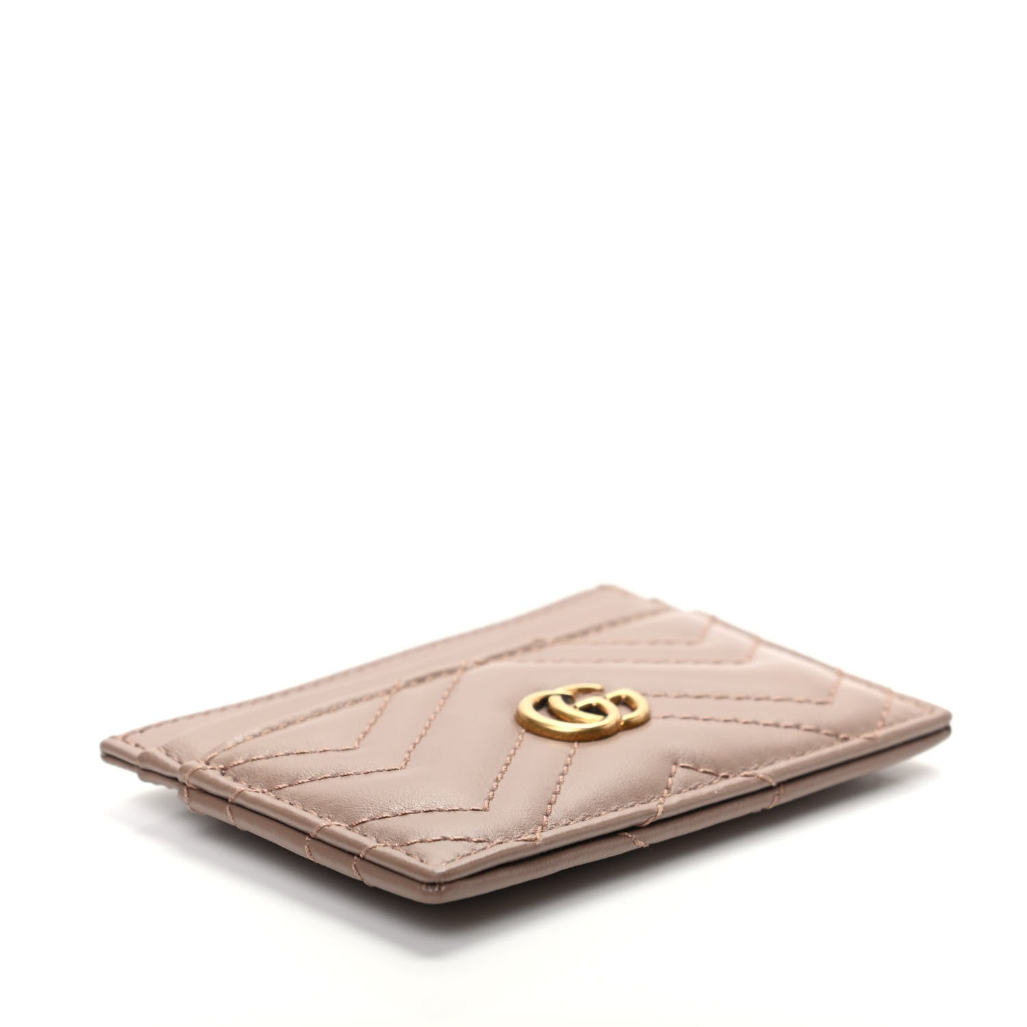 Gucci Calfskin Matelasse GG Marmont Card Holder Porcelain Rose 4 of 7