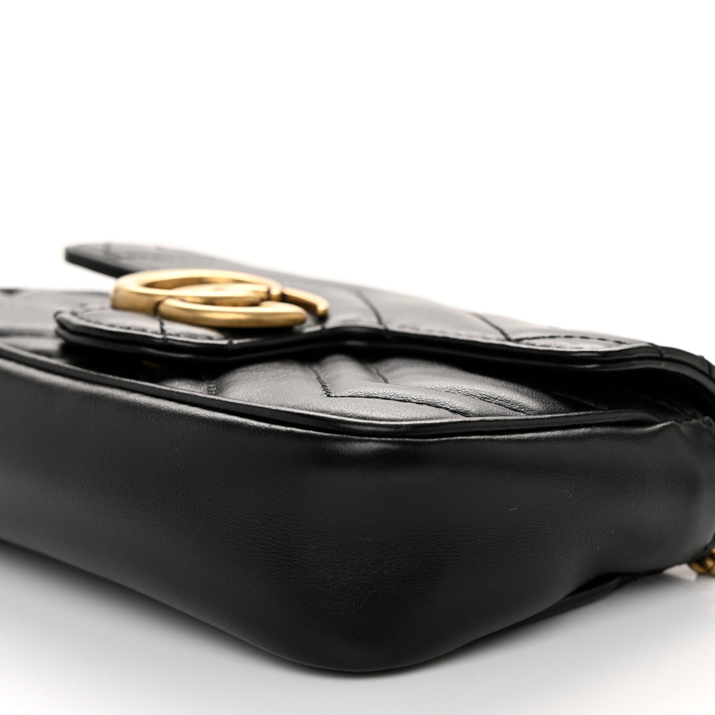 Calfskin Matelasse Super Mini GG Marmont Shoulder Bag Black