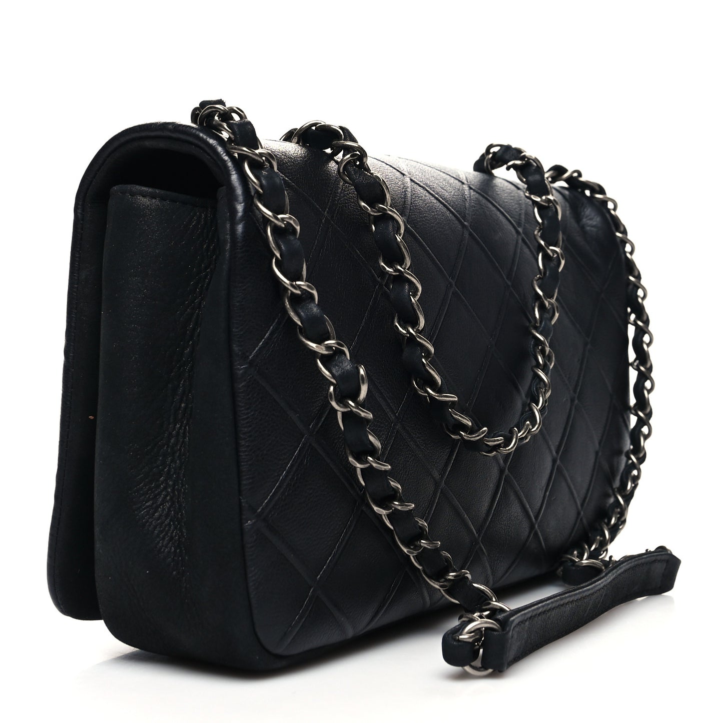 Calfskin Diamond Embossed New Chic Flap Black