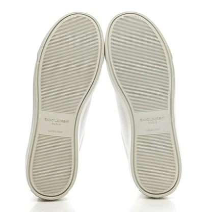 Saint Laurent Perforated Calfskin Zebra Print Andy Low Top Sneakers 37 37.5 White 5 of 9