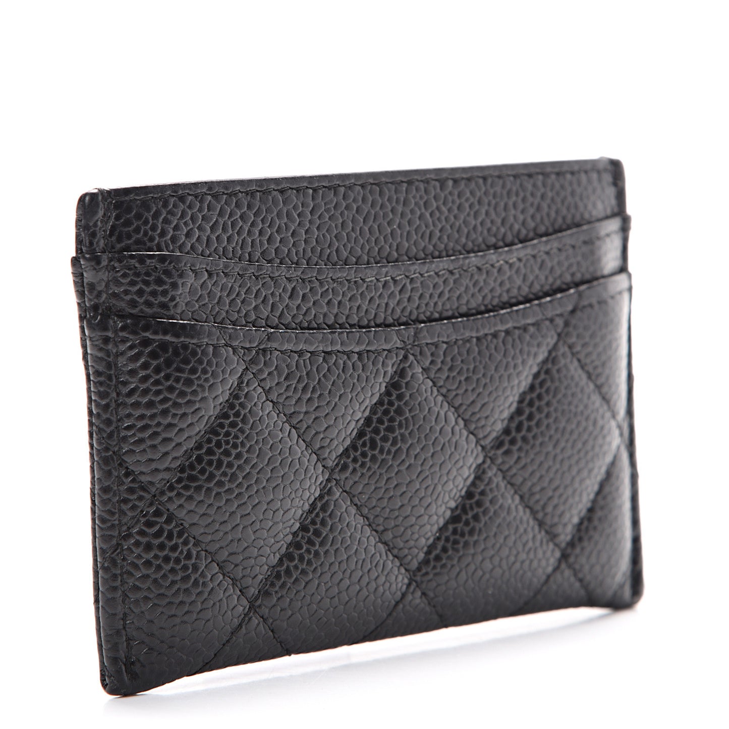Caviar Quilted Card Holder Black