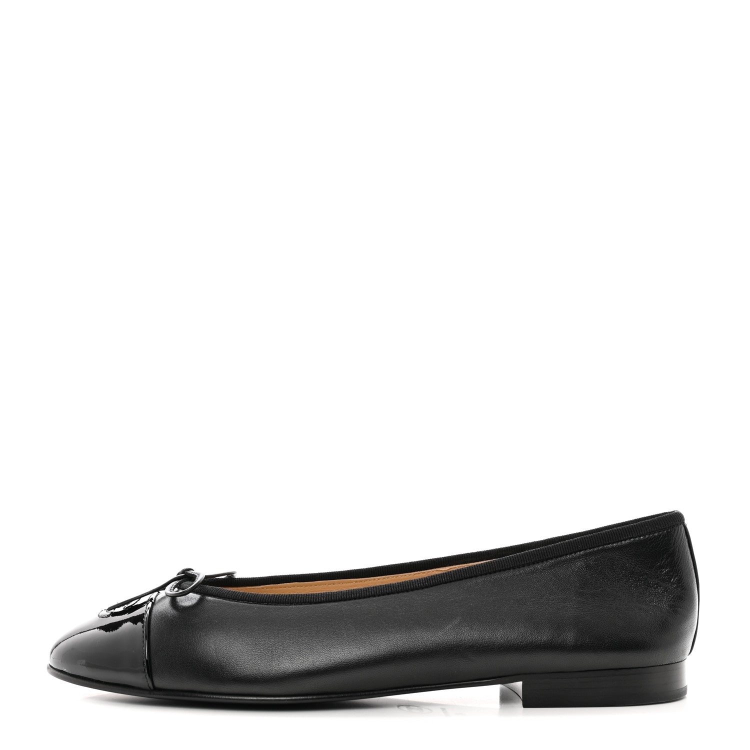 Chanel Lambskin Patent Cap Toe Ballerina Flats 41 Black 1 of 9
