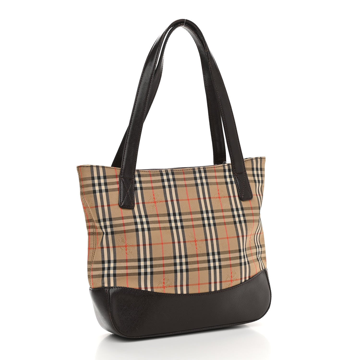 Burberry Haymarket Check Small Tote Dark Brown 3 of 14