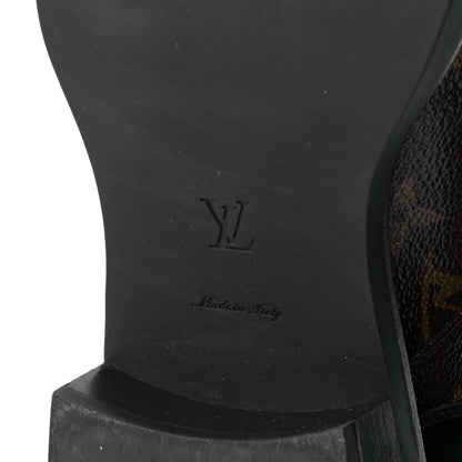 Louis Vuitton Calfskin Monogram Wonderland Flat Ranger Boots 40 Black 8 of 10