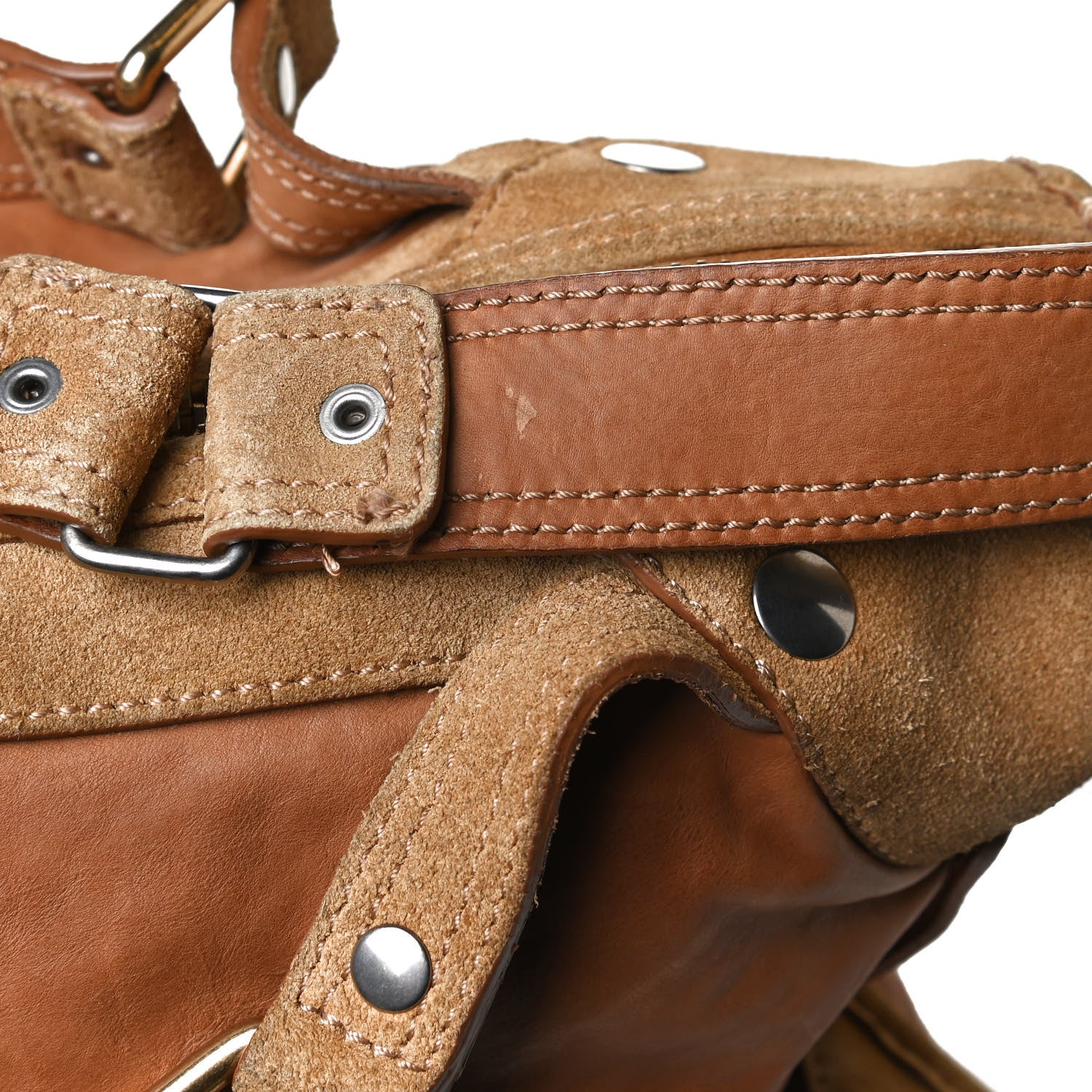 Celine Calfskin Suede Satchel Brown 16 of 18