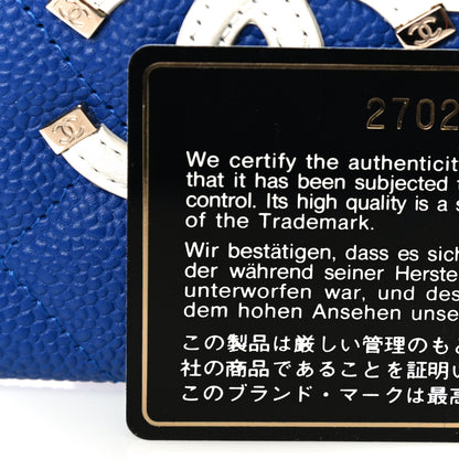 Chanel Caviar Quilted Filigree Card Holder Blue White Red 7 of 11