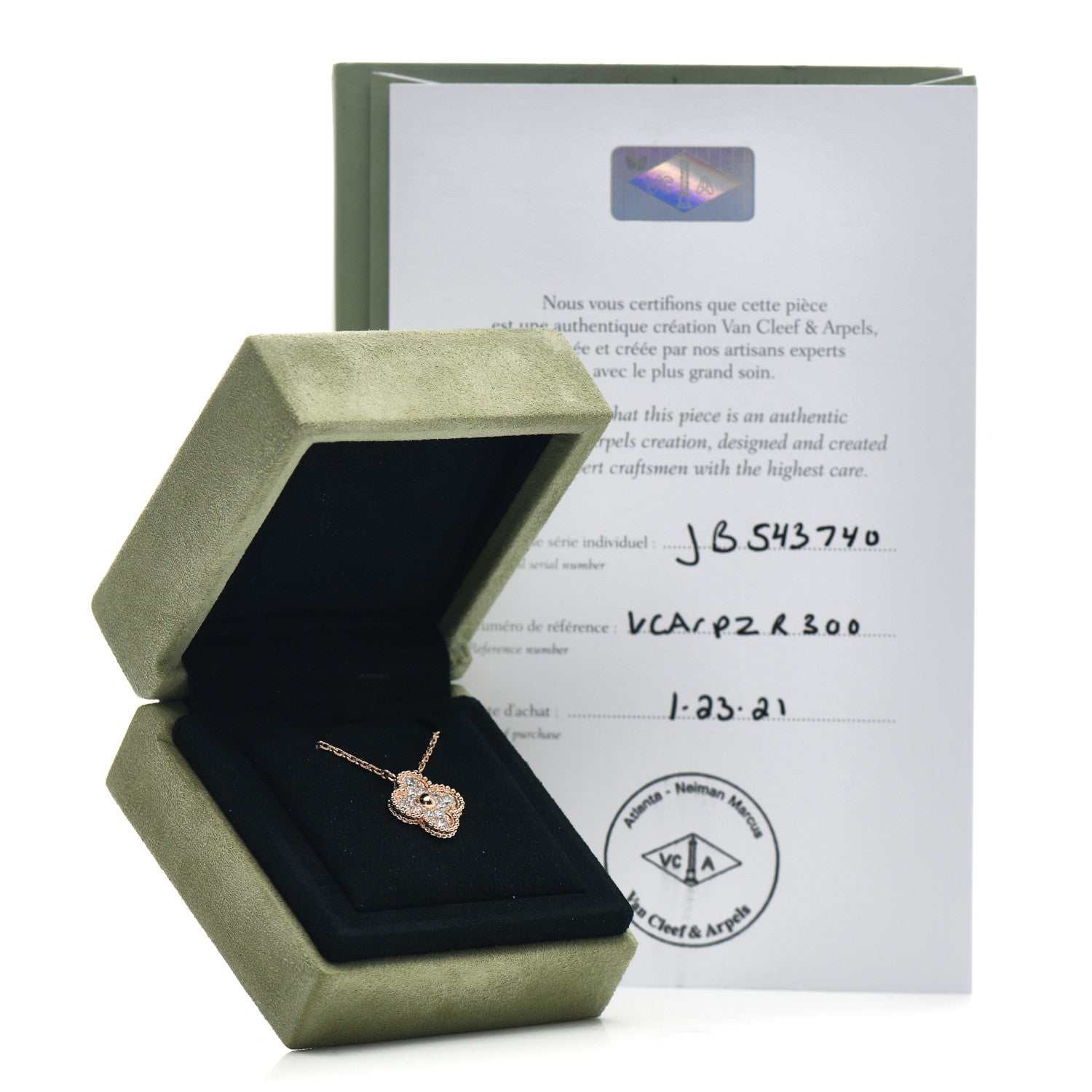 Van Cleef & Arpels 18K Rose Gold Diamond Vintage Alhambra Pendant Necklace 5 of 5