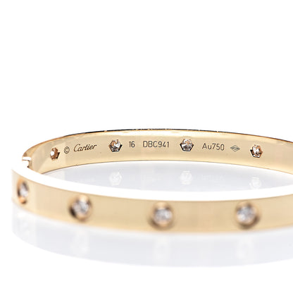 Cartier 18K Yellow Gold 10 Diamond LOVE Bracelet 16 4 of 9