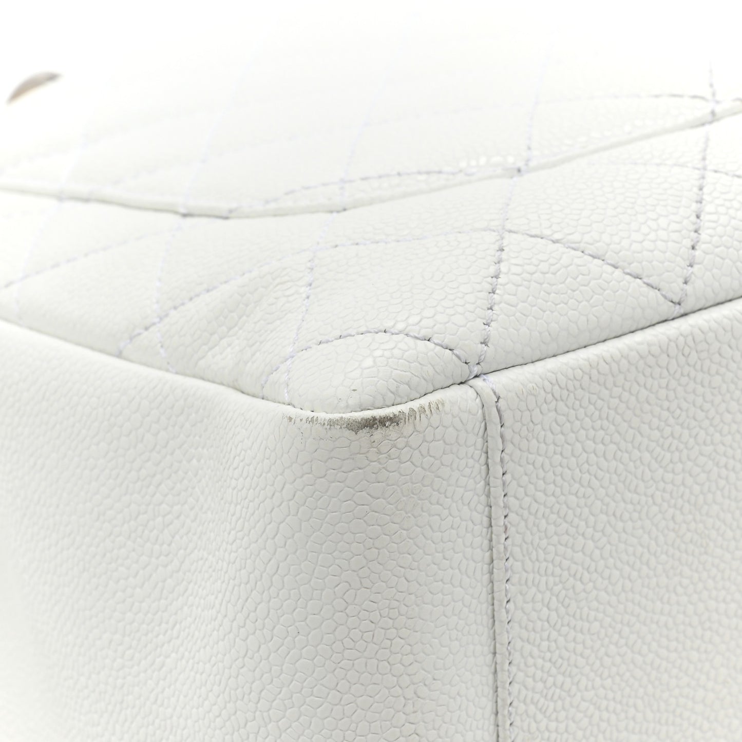 Caviar Quilted Grand Shopping Tote GST White