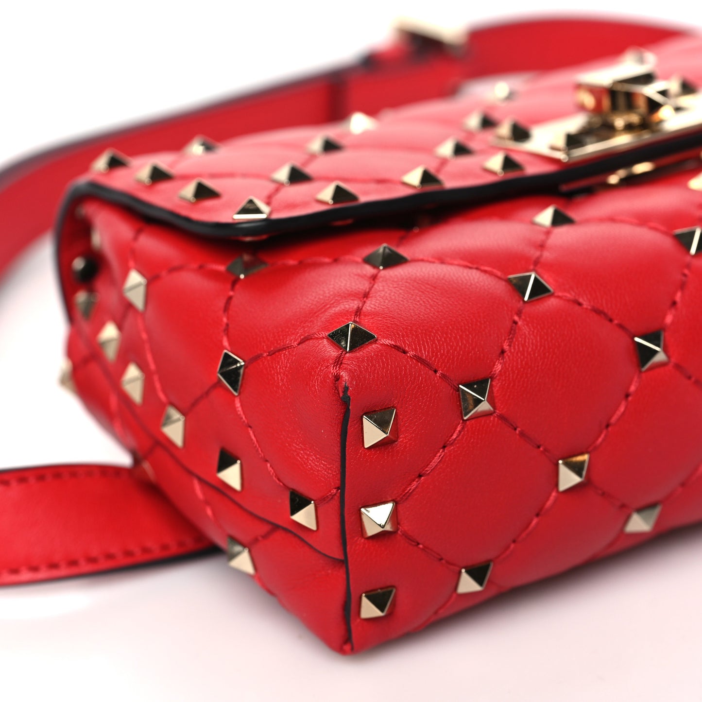 Nappa Rockstud Spike Belt Bag Rouge Pur