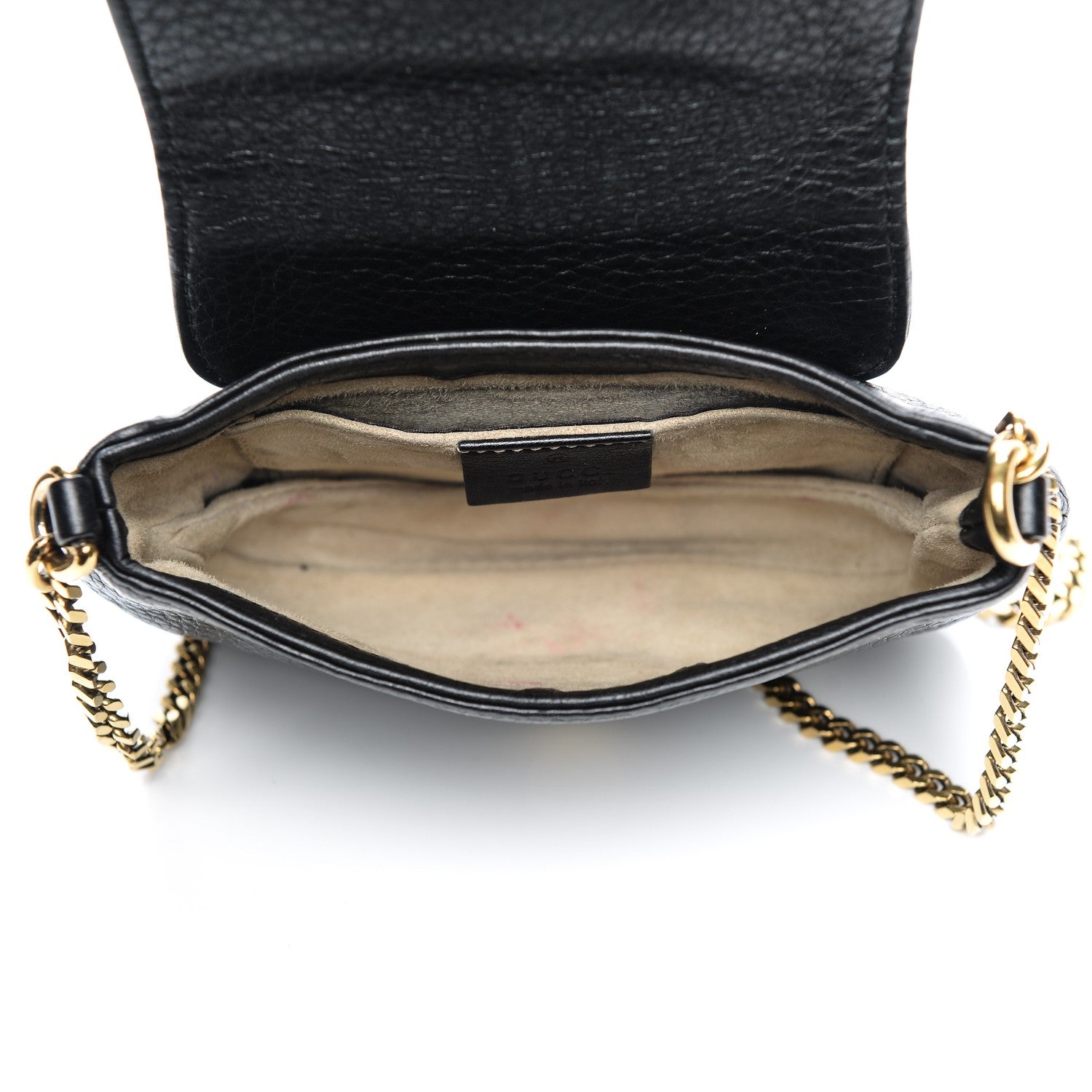 Gucci Pebbled Calfskin Small 1973 Chain Shoulder Bag Black 5 of 9