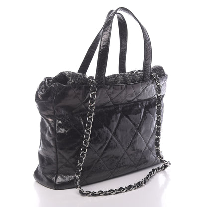 Chanel Glazed Calfskin Quilted Tweed Portobello Tote Black 3 of 10