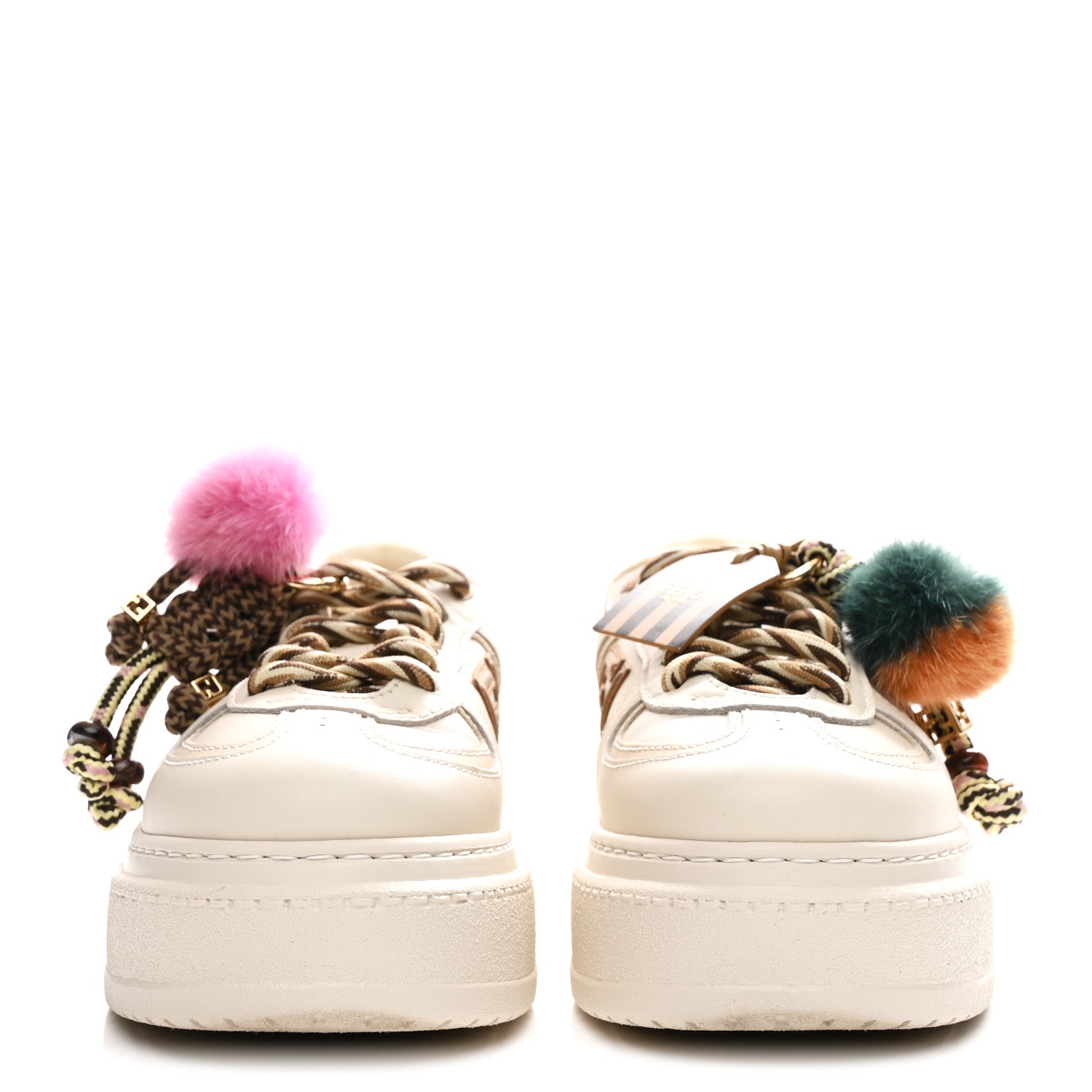 Fendi Calfskin Mink Fur Fendi Match 55mm Platform Sneakers 36 White 3 of 9