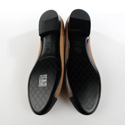 Chanel Glitter Tweed Cap Toe CC Ballerina Flats 40.5 Beige Noir 6 of 9